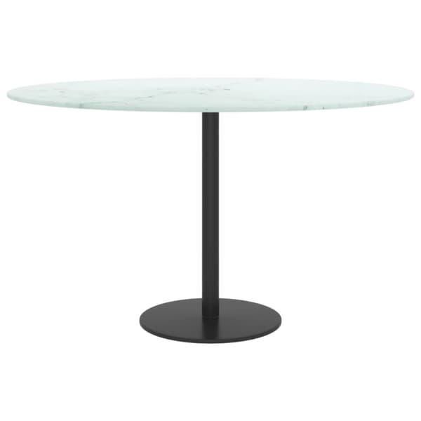 bordplade Ø70x0,8 cm hærdet glas med marmordesign hvid