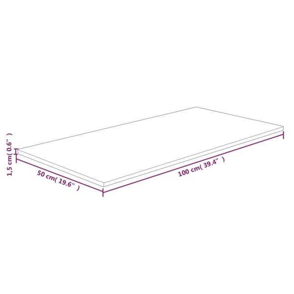 bordplade til badeværelse 100x50x1,5 cm massivt træ lysebrun