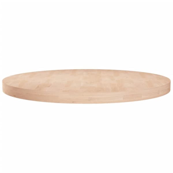rund bordplade Ø80x4 cm ubehandlet massivt egetræ