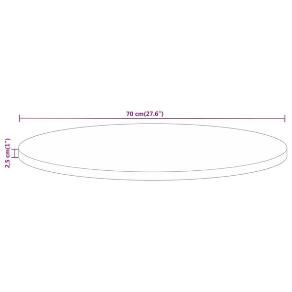 bordplade Ø70x2,5 cm rund massivt genbrugstræ