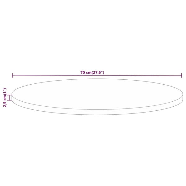 Bordsskiva Ø 70x2,5 cm rund massivt grovt mangoträ