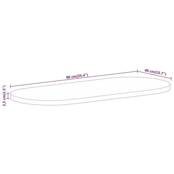 Bordsskiva 90x40x2,5 cm oval massivt mangoträ