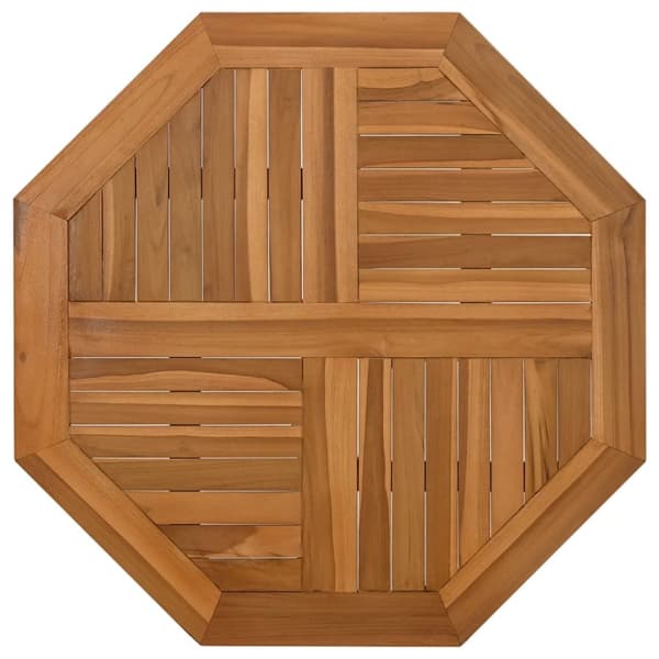 Pöytälevy 80x80x2,5 cm kahdeksankulmio täysi tiikki