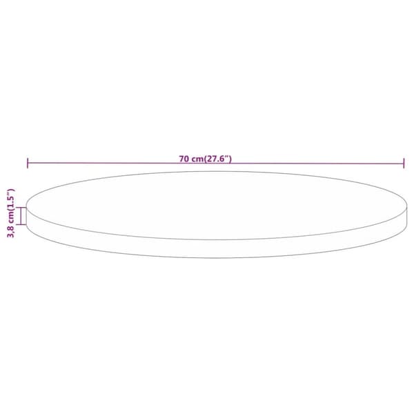 bordplade Ø70x3,8 cm rund massivt mangotræ