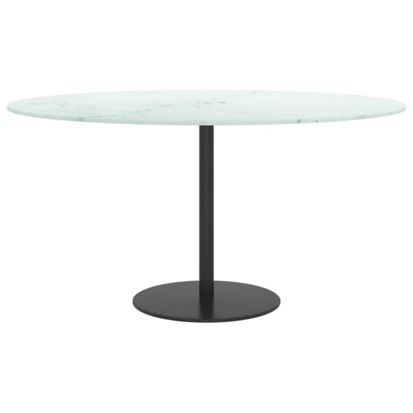 bordplade Ø80x1 cm hærdet glas med marmordesign hvid