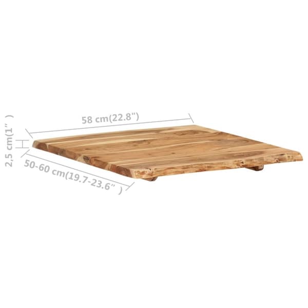 bordplade 58x(50-60)x2,5 cm massivt akacietræ