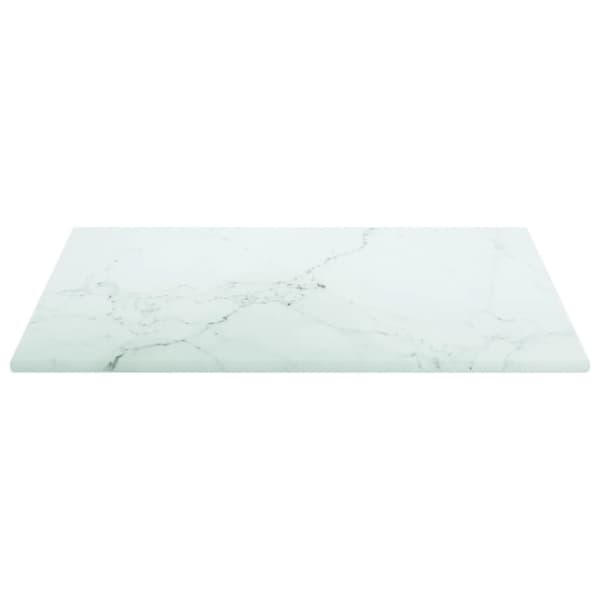 Bordsskiva vit 30x30 cm 6 mm härdat glas med marmortextur