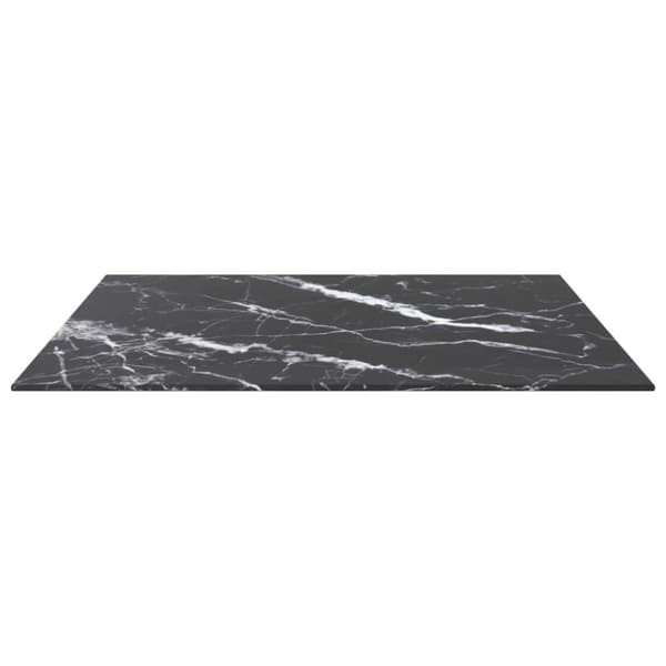 Pöytälevy musta 70x70 cm 6 mm karkaistu lasi marmorikuvio