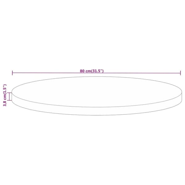 Bordsskiva Ø 80x3,8 cm rund massivt grovt mangoträ