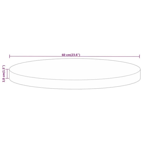 bordplade Ø60x3,8 cm rund massivt ru mangotræ