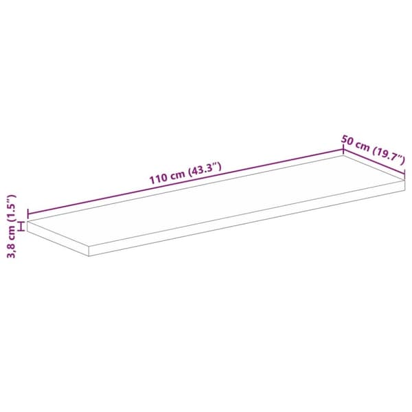 vidaXL Bordplate 110x50x3,8 cm rektangulær heltre mango
