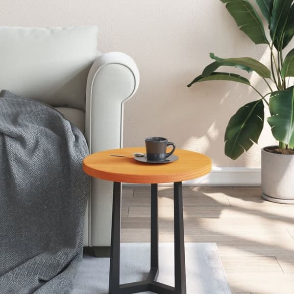 vidaXL Bordsskiva rund vaxad brun Ø40x2,5 cm massiv furu