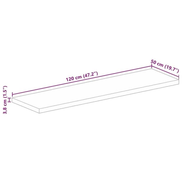 vidaXL Pöytälevy 120x50x3,8 cm suorakaide täysi akasiapuu