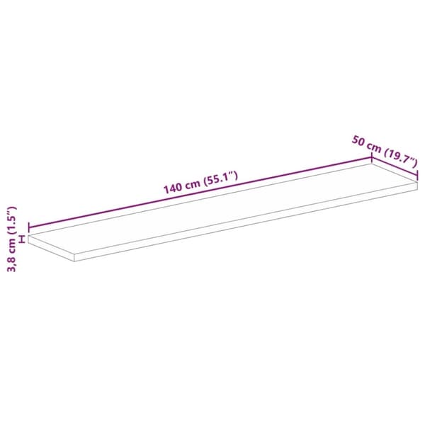 vidaXL Bordplate 140x50x3,8 cm rektangulær heltre mango