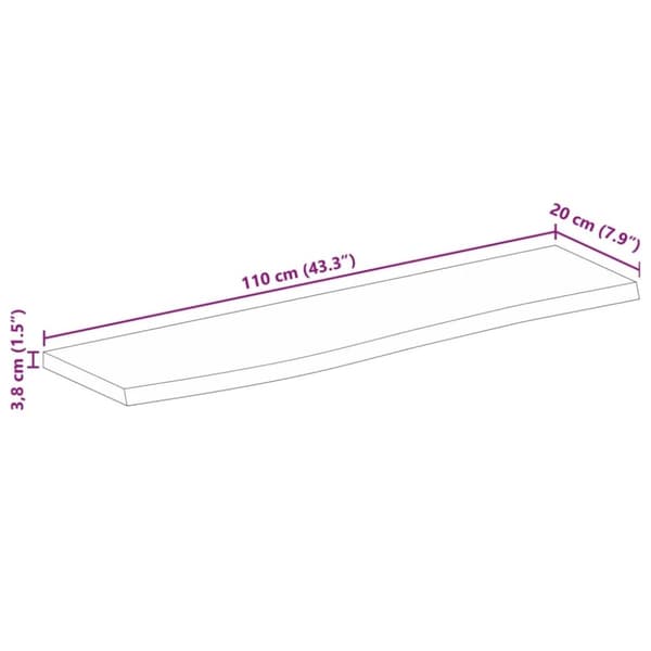vidaXL Bordplate naturlig kant 110x20x3,8 cm heltre mango