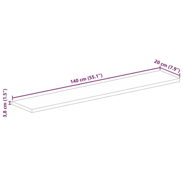 vidaXL bordplade 140x20x3,8 cm rektangulær massivt genbrugstræ