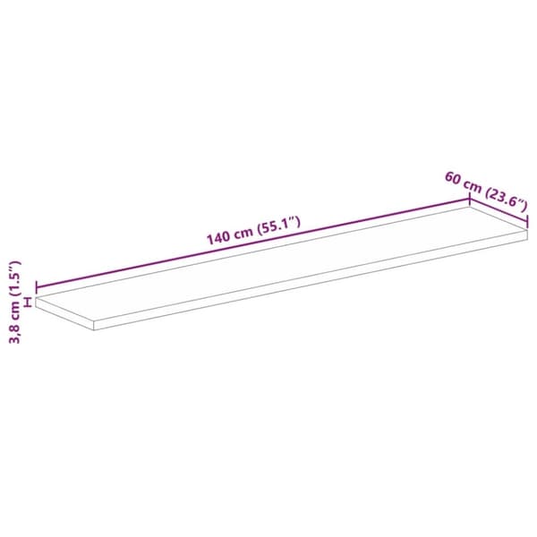 vidaXL bordplade 140x60x3,8 cm rektangulær massivt genbrugstræ