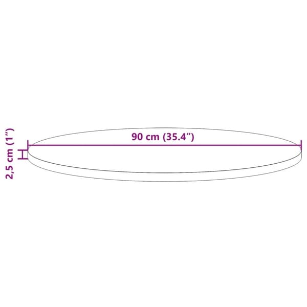 vidaXL Bordplate rund voksbrun Ø90x2,5 cm heltre furu
