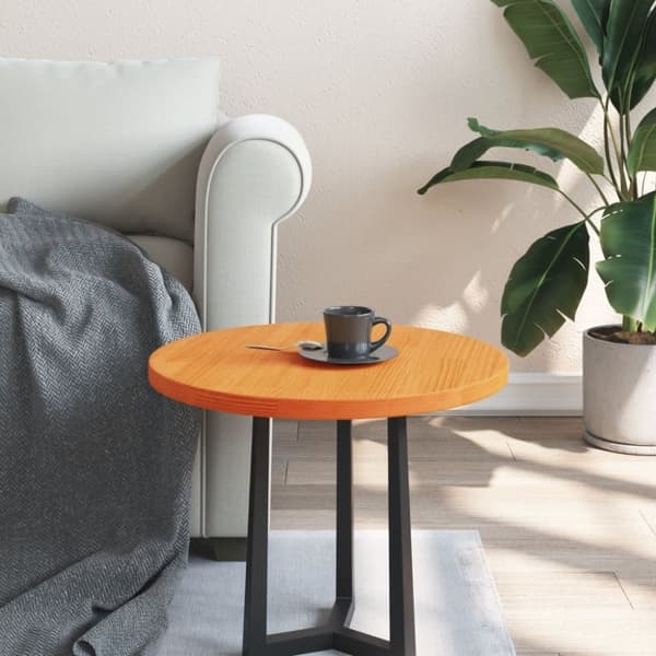 vidaXL Bordplate rund voksbrun Ø50x2,5 cm heltre furu