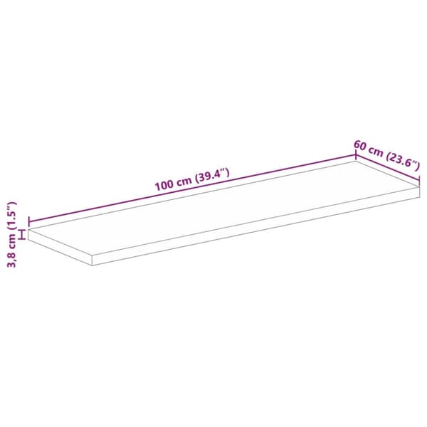 vidaXL Bordplate 100x60x3,8 cm rektangulær heltre mango