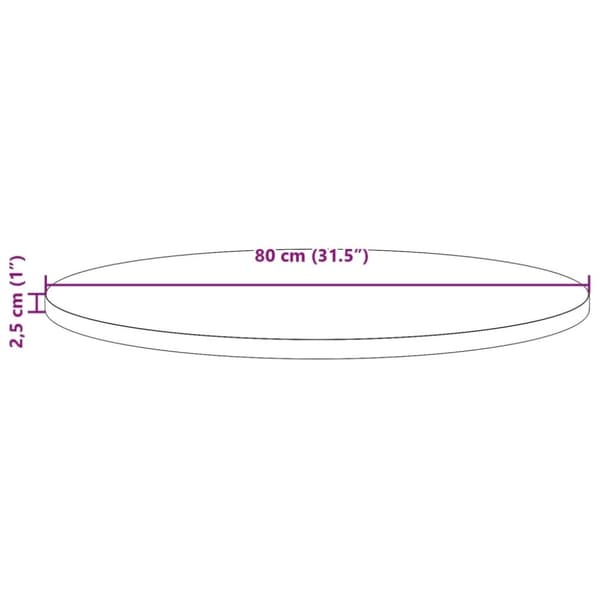 vidaXL Bordsskiva rund vaxad brun Ø80x2,5 cm massiv furu