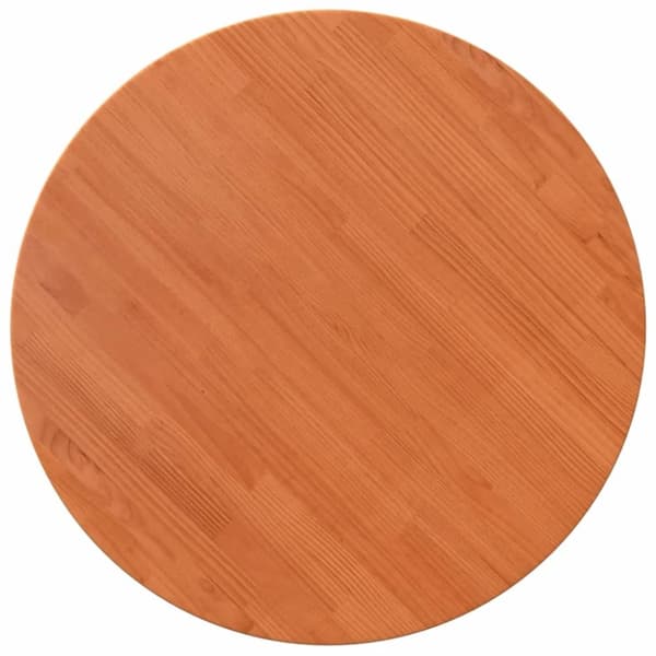 vidaXL Bordsskiva rund vaxad brun Ø80x2,5 cm massiv furu