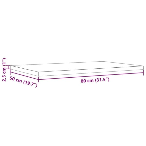 vidaXL bordplade 80x50x2,5 cm rektangulær massivt fyrretræ