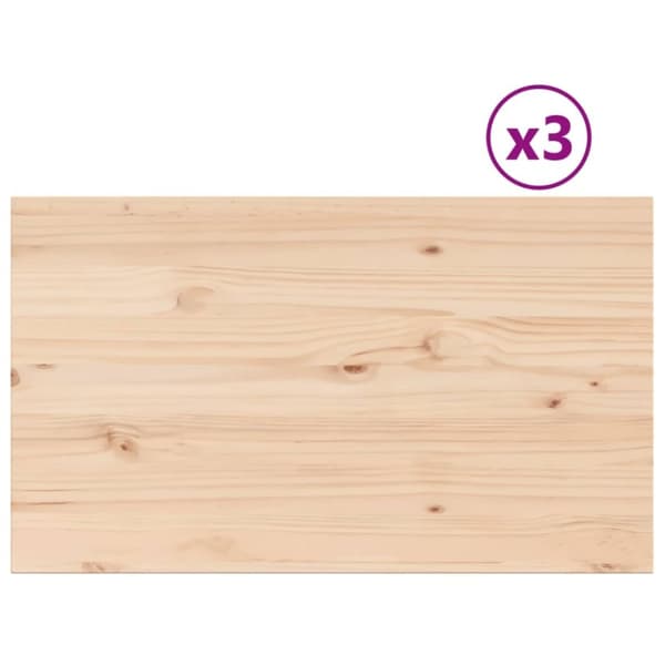 vidaXL bordplader 3 stk. 80x47x1,7 cm rektangulær massivt fyrretræ