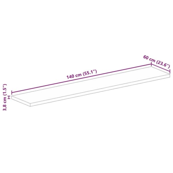 vidaXL Bordplate 140x60x3,8 cm rektangulær heltre mango