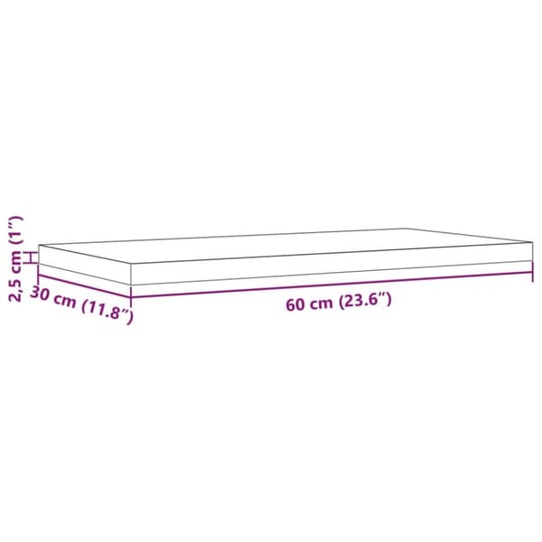 vidaXL bordplader 2 stk. 60x30x2,5 cm rektangulær massivt fyrretræ