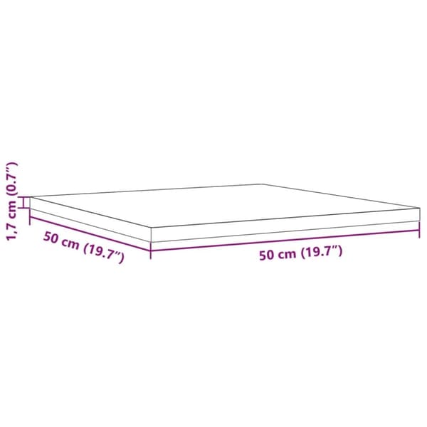 vidaXL Pöytälevy 50x50x1,7 cm neliö täysi mänty