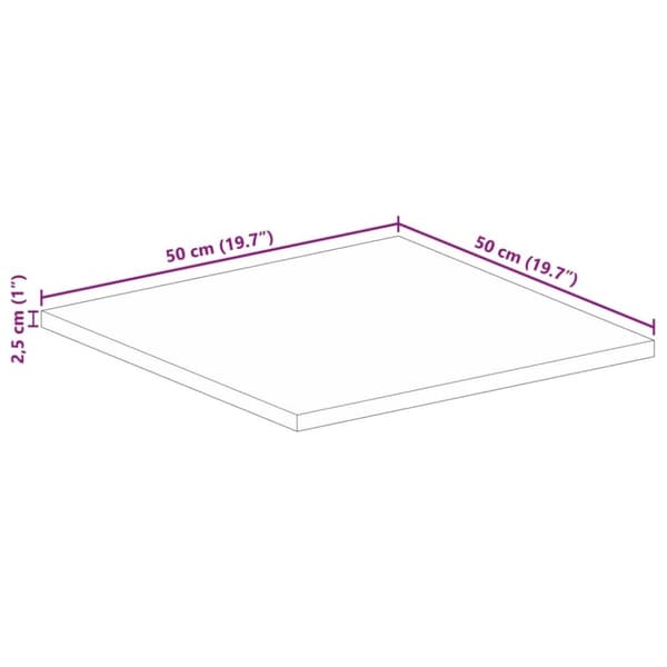 vidaXL Pöytälevy 50x50x2,5 cm neliö kierrätetty täyspuu