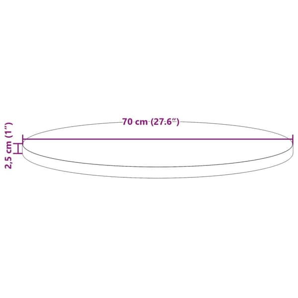 vidaXL Pöytälevy pyöreä vahanruskea Ø70x2,5 cm täysi mänty