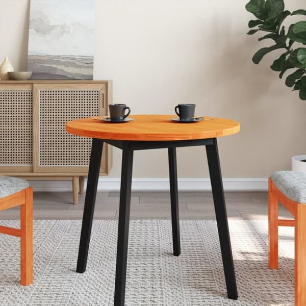 vidaXL Pöytälevy pyöreä vahanruskea Ø70x2,5 cm täysi mänty