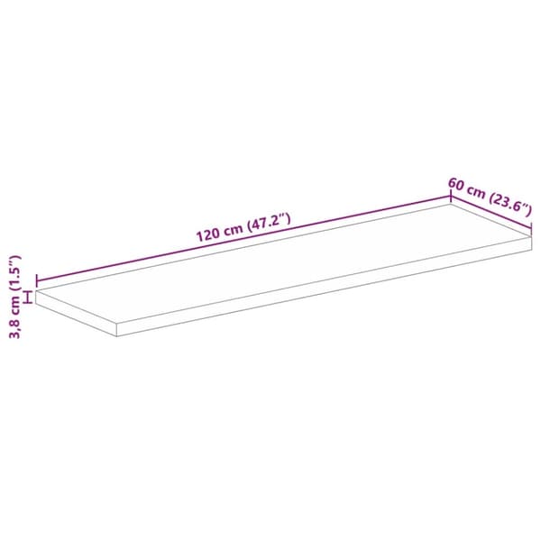 vidaXL bordplade 120x60x3,8 cm rektangulær massivt akacietræ