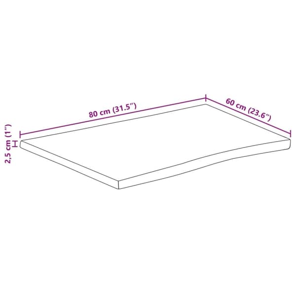 vidaXL Pöytälevy 80x60x2,5 cm elävä reuna täysi mangopuu