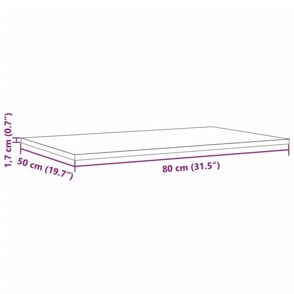 vidaXL Bordsskiva 80x50x1,7 cm rektangulär massiv furu