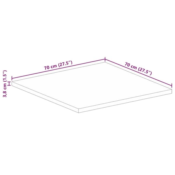 vidaXL Pöytälevy 70x70x3,8 cm neliö täysi mangopuu