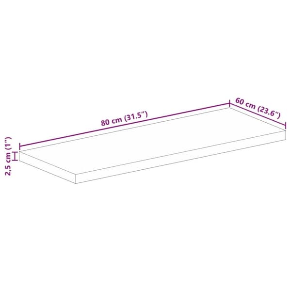 vidaXL bordplade 80x60x2,5 cm rektangulær massivt akacietræ