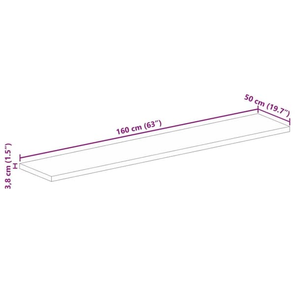 vidaXL bordplade 160x50x3,8 cm rektangulær massivt genbrugstræ