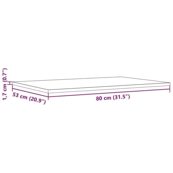 vidaXL Bordplater 3 stk 80x53x1,7 cm rektangulær heltre furu