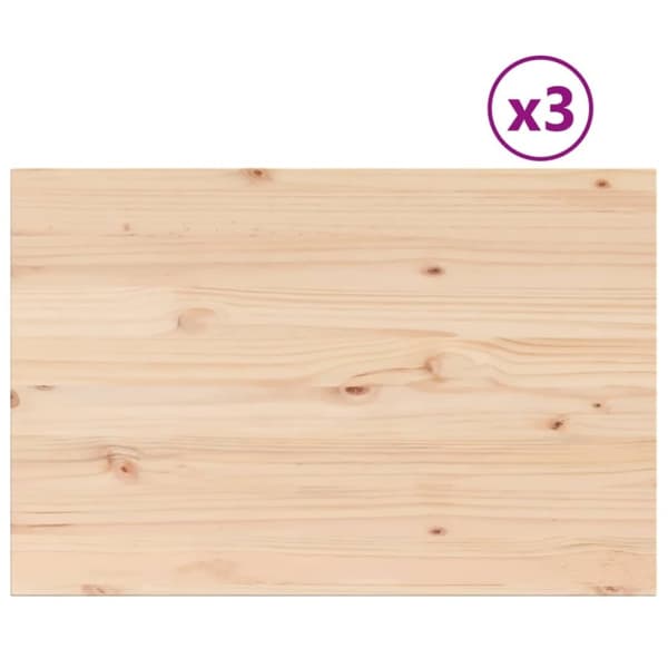 vidaXL Bordplater 3 stk 80x53x2,5 cm rektangulær heltre furu