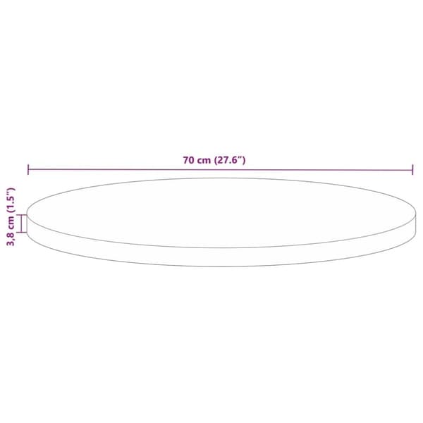 vidaXL Bordplate Ø 70x3,8 cm rund gjenvunnet heltre