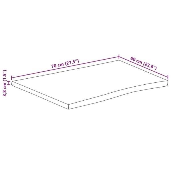 vidaXL Bordplate 70x60x3,8 cm naturlig kant heltre mango