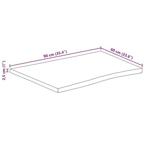 vidaXL Bordplate 90x60x2,5 cm naturlig kant heltre mango