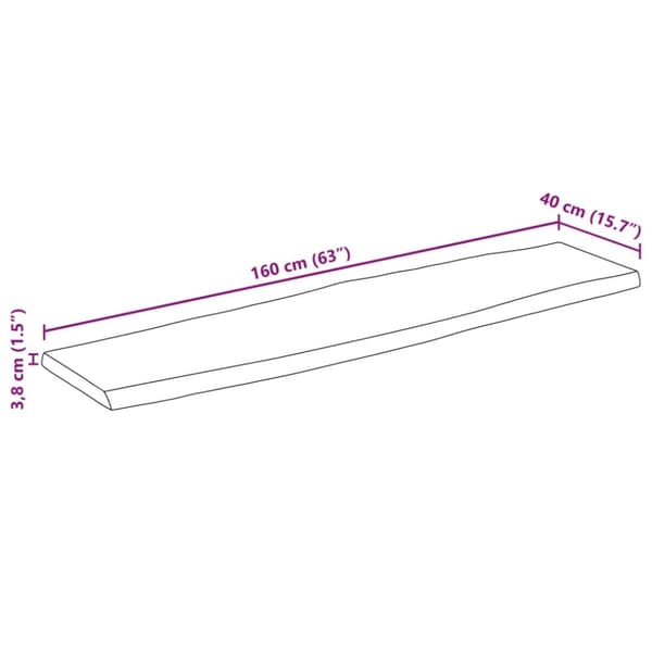 vidaXL Bordsskiva 160x40x3,8 cm levande kant massivt mangoträ