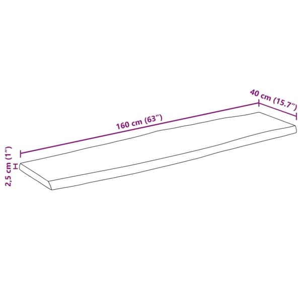 vidaXL bordplade 160x40x2,5 cm naturlig kant massivt mangotræ