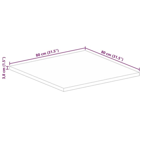 vidaXL Pöytälevy 80x80x3,8 cm neliö täysi mangopuu