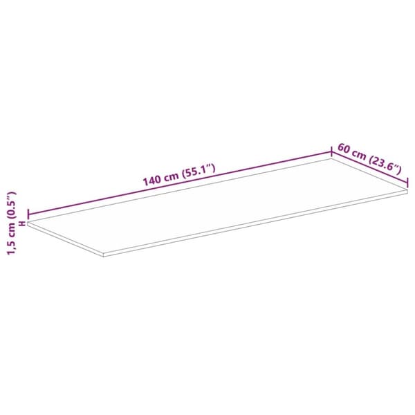 vidaXL Pöytälevy 140x60x1,5 cm suorakaide kierrätetty täyspuu