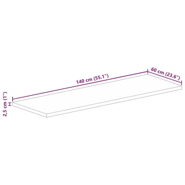 vidaXL Pöytälevy 140x60x2,5 cm suorakaide kierrätetty täyspuu